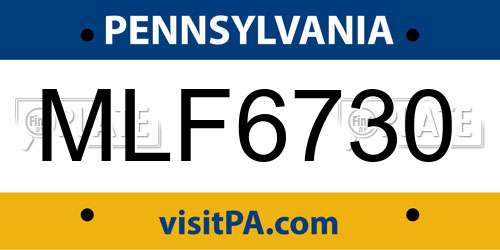 MLF6730 Pennsylvania License Plate