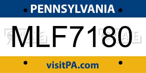 MLF7180 Pennsylvania License Plate