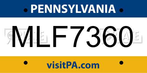 MLF7360 Pennsylvania License Plate