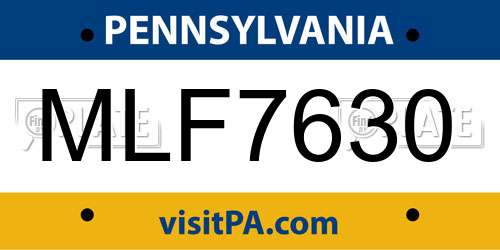 MLF7630 Pennsylvania License Plate