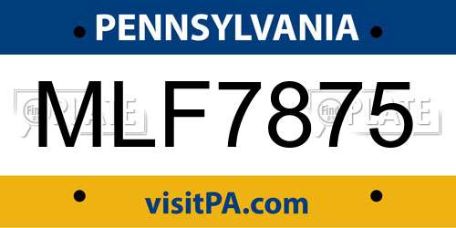 MLF7875 Pennsylvania License Plate