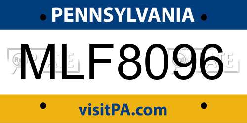 MLF8096 Pennsylvania License Plate