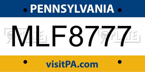 MLF8777 Pennsylvania License Plate