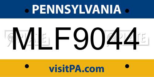 MLF9044 Pennsylvania License Plate