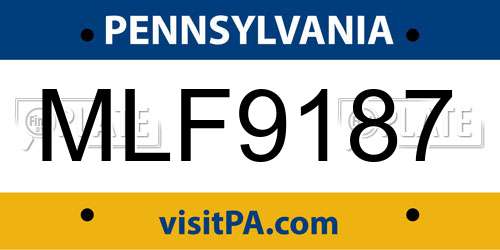 MLF9187 Pennsylvania License Plate