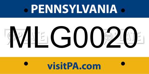 MLG0020 Pennsylvania License Plate