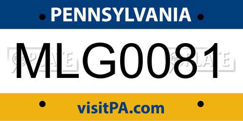MLG0081 Pennsylvania License Plate