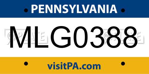 MLG0388 Pennsylvania License Plate