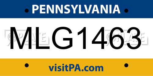 MLG1463 Pennsylvania License Plate