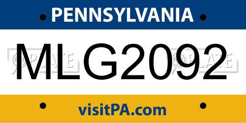 MLG2092 Pennsylvania License Plate