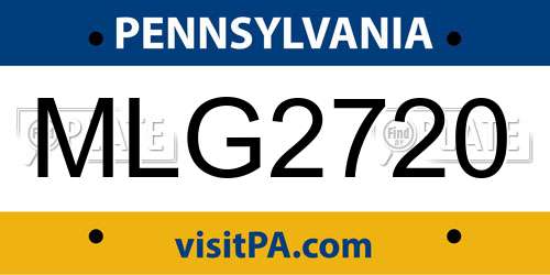 MLG2720 Pennsylvania License Plate