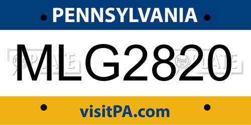 MLG2820 Pennsylvania License Plate