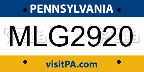 MLG2920 Pennsylvania License Plate