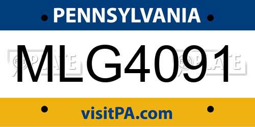 MLG4091 Pennsylvania License Plate
