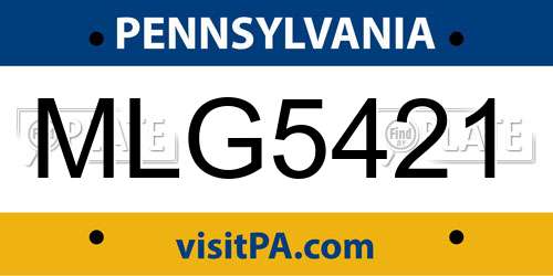 MLG5421 Pennsylvania License Plate