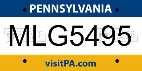 MLG5495 Pennsylvania License Plate