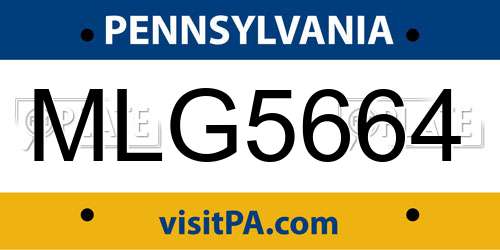 MLG5664 Pennsylvania License Plate