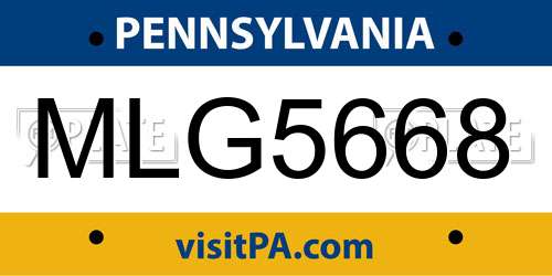 MLG5668 Pennsylvania License Plate