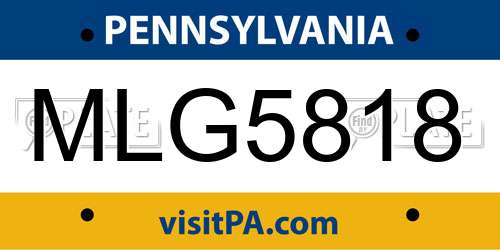 MLG5818 Pennsylvania License Plate