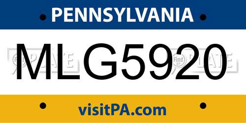 MLG5920 Pennsylvania License Plate