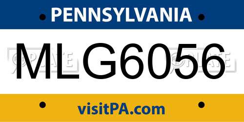MLG6056 Pennsylvania License Plate