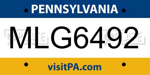 MLG6492 Pennsylvania License Plate