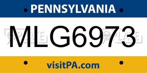 MLG6973 Pennsylvania License Plate