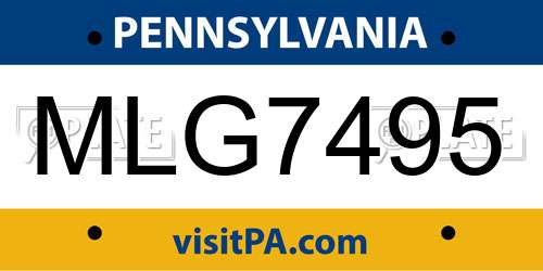 MLG7495 Pennsylvania License Plate
