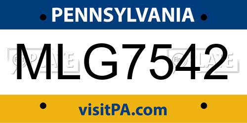MLG7542 Pennsylvania License Plate