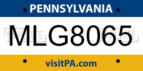 MLG8065 Pennsylvania License Plate