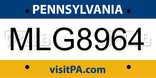 MLG8964 Pennsylvania License Plate
