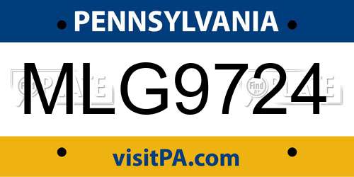 MLG9724 Pennsylvania License Plate
