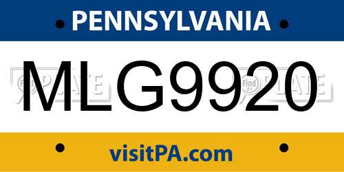 MLG9920 Pennsylvania License Plate