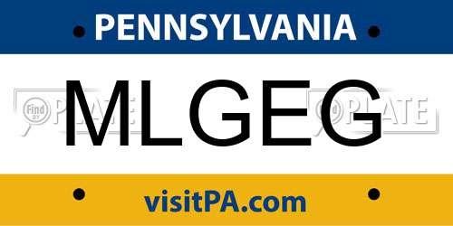 MLGEG Pennsylvania License Plate