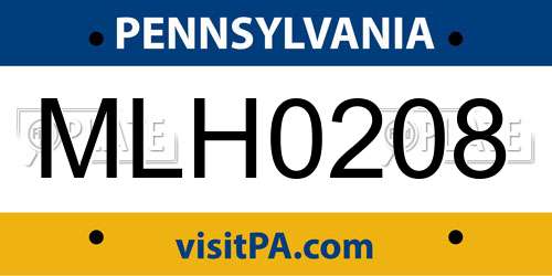 MLH0208 Pennsylvania License Plate