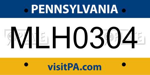 MLH0304 Pennsylvania License Plate