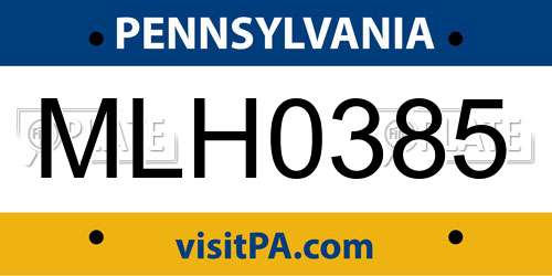 MLH0385 Pennsylvania License Plate