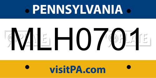 MLH0701 Pennsylvania License Plate