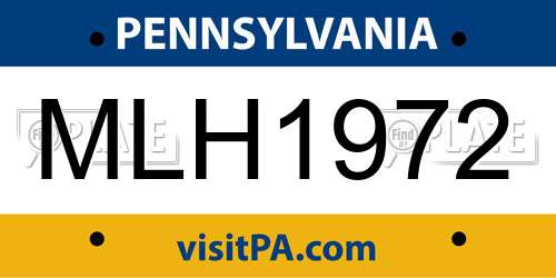 MLH1972 Pennsylvania License Plate