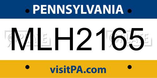 MLH2165 Pennsylvania License Plate
