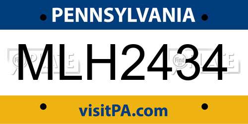 MLH2434 Pennsylvania License Plate