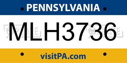 MLH3736 Pennsylvania License Plate