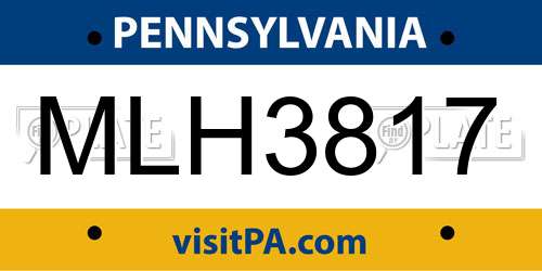 MLH3817 Pennsylvania License Plate