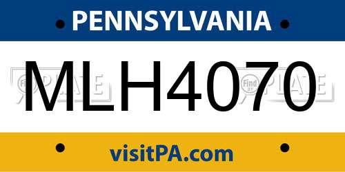 MLH4070 Pennsylvania License Plate