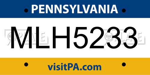 MLH5233 Pennsylvania License Plate