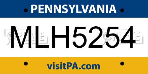 MLH5254 Pennsylvania License Plate