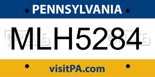 MLH5284 Pennsylvania License Plate