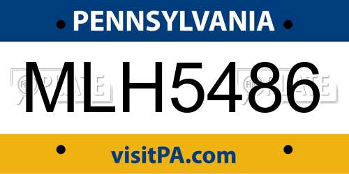 MLH5486 Pennsylvania License Plate