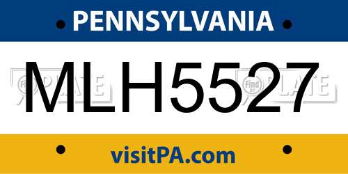 MLH5527 Pennsylvania License Plate
