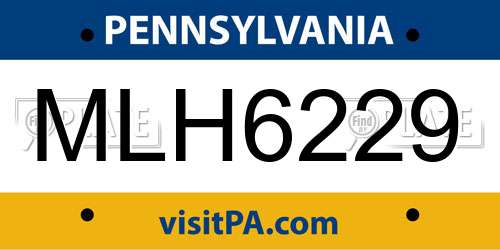 MLH6229 Pennsylvania License Plate